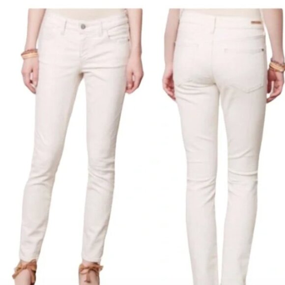 Pilcro and the Letterpress Anthropologie ivory denim jeans Stet fit size 28 - Picture 1 of 9